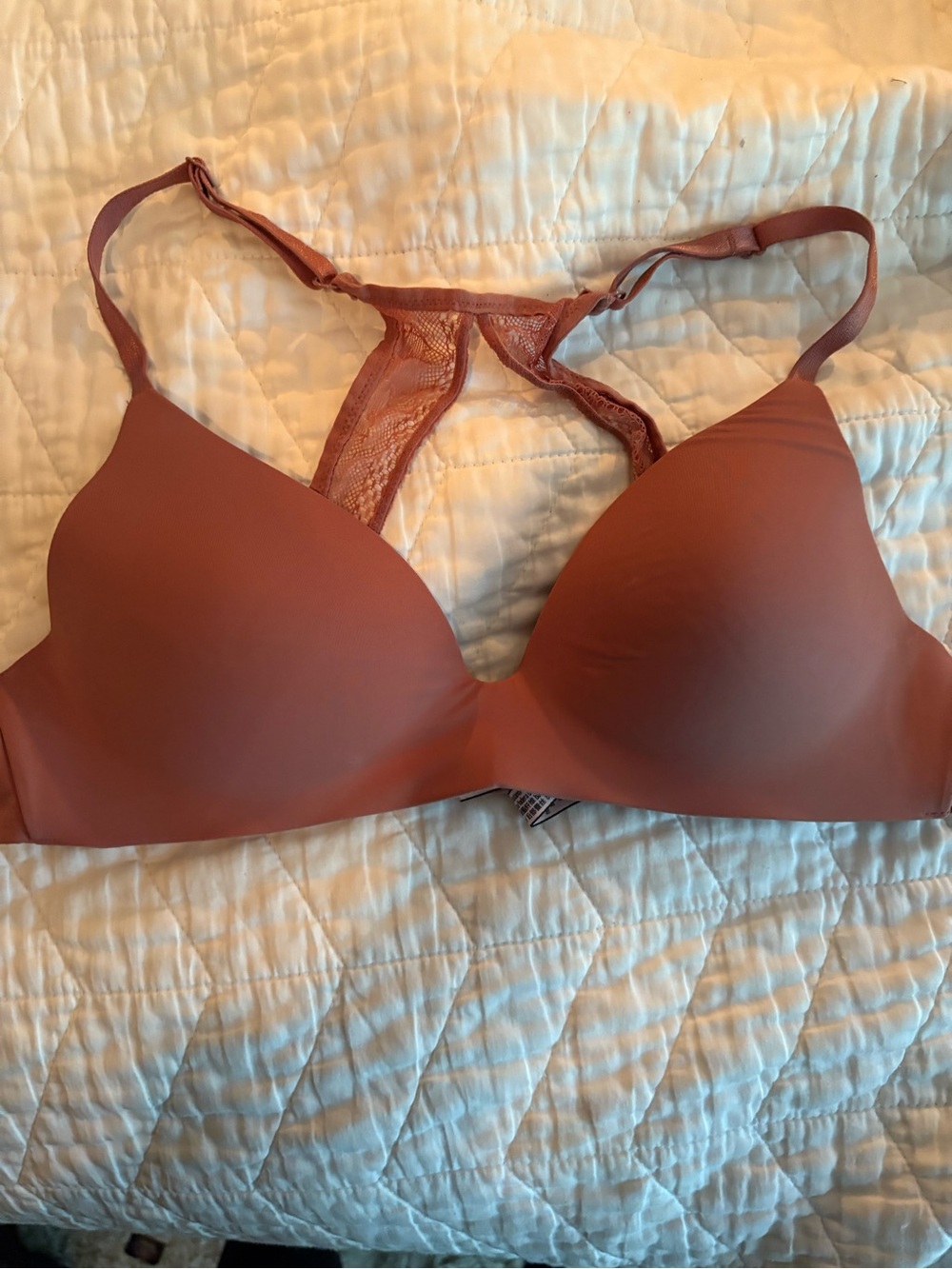Victoria's Secret Smooth Lace Racerback Bra - Rust